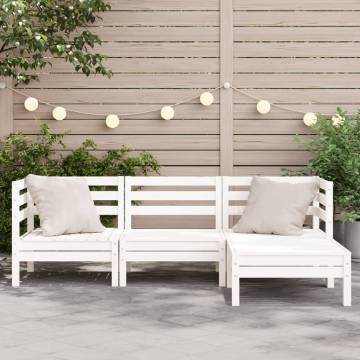 Garden Sofa 3-Seater with Footstool - Solid Pine Wood