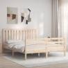 King Size Solid Wood Bed Frame with Headboard - HipoMarket