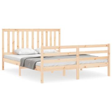 King Size Solid Wood Bed Frame with Headboard - HipoMarket