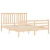 King Size Solid Wood Bed Frame with Headboard - HipoMarket