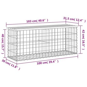 Garden Bench Gabion Design - Solid Wood Douglas 103x31.5x42 cm