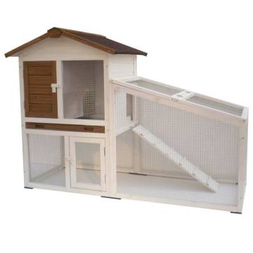 @Pet Rabbit Hutch Tommy - White & Brown, 140x65x100 cm