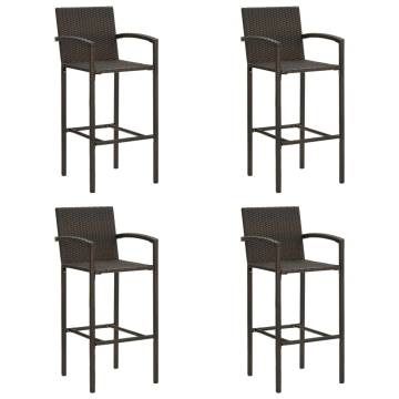 Stylish Bar Stools Set - 4 Pcs Brown Poly Rattan