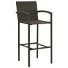 Stylish Bar Stools Set - 4 Pcs Brown Poly Rattan