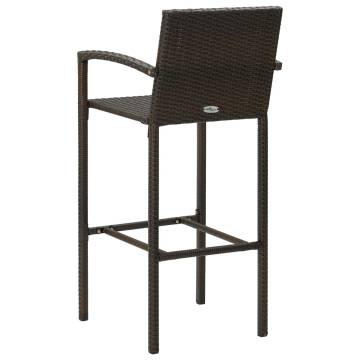 Stylish Bar Stools Set - 4 Pcs Brown Poly Rattan