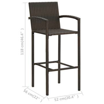 Stylish Bar Stools Set - 4 Pcs Brown Poly Rattan