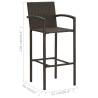 Stylish Bar Stools Set - 4 Pcs Brown Poly Rattan