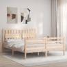 Bed Frame with Headboard 160x200 cm Solid Wood Colour natural Size 160 x 200 cm 