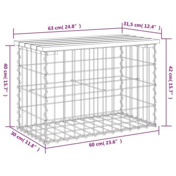 Garden Bench Gabion Design - Solid Douglas Wood - 63x31.5x42 cm