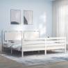 Bed Frame with Headboard White Super King Size Solid Wood Colour white Size 180 x 200 cm 