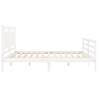 White Super King Size Bed Frame with Headboard - Solid Wood