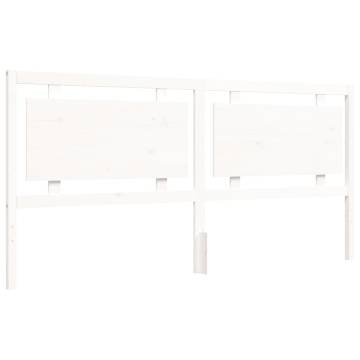 White Super King Size Bed Frame with Headboard - Solid Wood