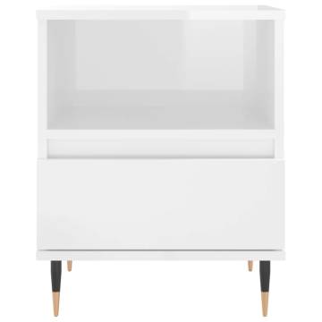 High Gloss White Bedside Cabinet 40x35x50 cm - HipoMarket