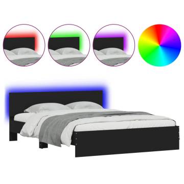 LED Bed Frame with Headboard - Black King Size 150x200 cm