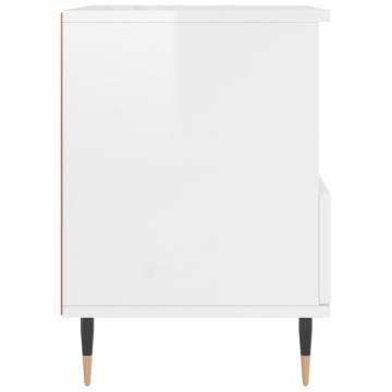 High Gloss White Bedside Cabinet 40x35x50 cm - HipoMarket