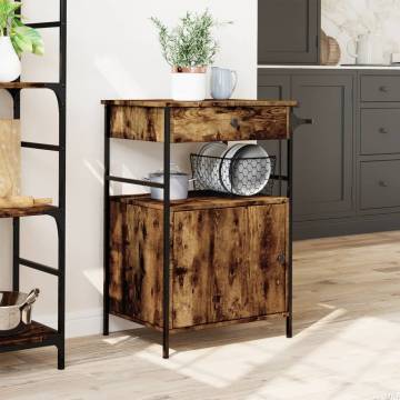 Smoked Oak Kitchen Trolley - Stylish & Functional Storage