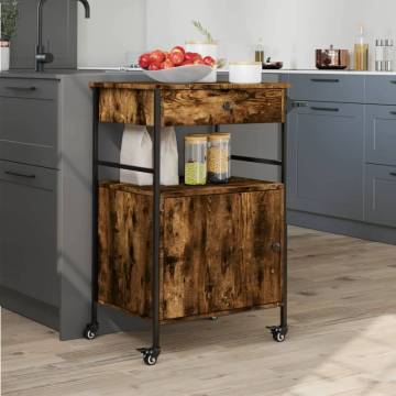 Smoked Oak Kitchen Trolley - Stylish & Functional Storage