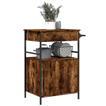 Smoked Oak Kitchen Trolley - Stylish & Functional Storage