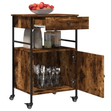 Smoked Oak Kitchen Trolley - Stylish & Functional Storage