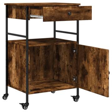 Smoked Oak Kitchen Trolley - Stylish & Functional Storage