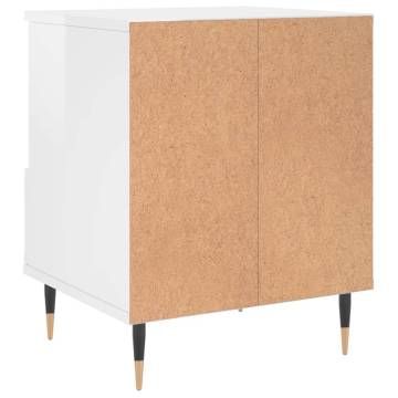 High Gloss White Bedside Cabinet 40x35x50 cm - HipoMarket