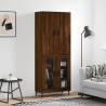 Highboard Brown Oak 69.5x34x180 cm Engineered Wood Colour brown oak Quantity in Package 1 Model 2 glass doors 