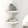 Stylish Wall Corner Shelves - Oak & White - 2 Pcs