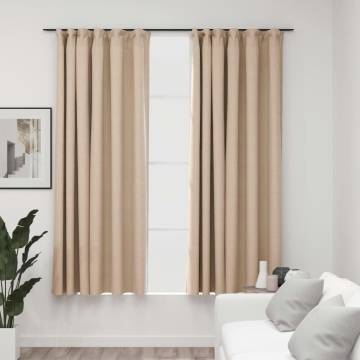 Linen-Look Blackout Curtains Beige 140x175 cm - 2 pcs