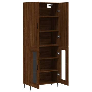 Stylish Highboard Brown Oak - 69.5x34x180 cm