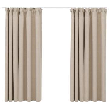 Linen-Look Blackout Curtains Beige 140x175 cm - 2 pcs