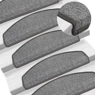 Carpet Stair Treads 15 Pcs Dark Grey - Non-Slip & Stylish