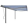 Manual Retractable Awning with LED 4x3.5 m Blue and White Colour blue and white Size 4 x 3.5 m Quantity in Package 1 