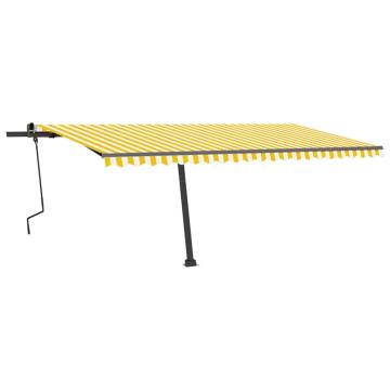 Manual Retractable Awning with LED - 500x350cm Yellow & White