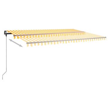 Manual Retractable Awning with LED - 500x350cm Yellow & White