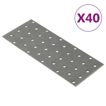 Perforated Plates 40 pcs Galvanised Steel 200x80 mm - DIY Tools