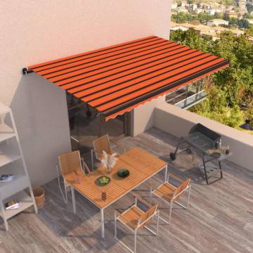 Manual Retractable Awning 500x350cm - Orange & Brown | HipoMarket