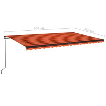 Manual Retractable Awning 500x350cm - Orange & Brown | HipoMarket