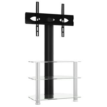 Corner TV Stand 3-Tiers for 32-70 Inch - Black & Silver