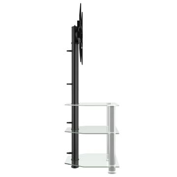 Corner TV Stand 3-Tiers for 32-70 Inch - Black & Silver