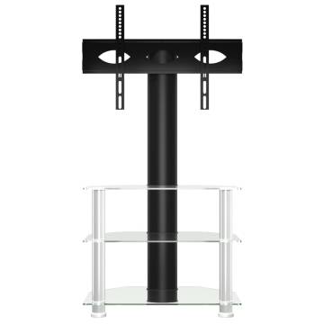 Corner TV Stand 3-Tiers for 32-70 Inch - Black & Silver