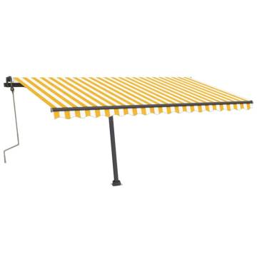 Manual Retractable Awning with LED 400x350 cm - Yellow & White