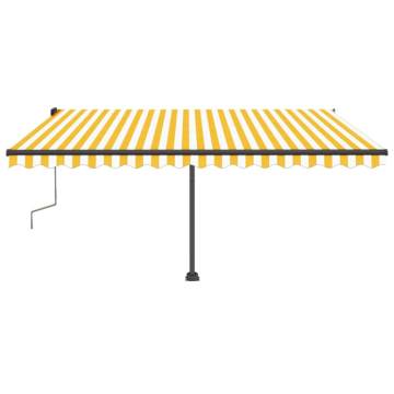 Manual Retractable Awning with LED 400x350 cm - Yellow & White