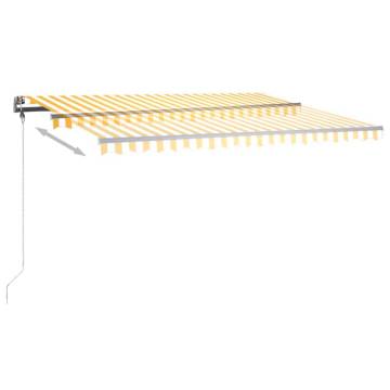 Manual Retractable Awning with LED 400x350 cm - Yellow & White