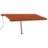 Manual Retractable Awning with LED 450x300 cm - Orange & Brown