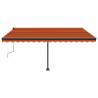 Manual Retractable Awning with LED 450x300 cm - Orange & Brown