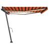 Manual Retractable Awning with LED 450x300 cm - Orange & Brown