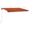 Manual Retractable Awning with LED 450x300 cm - Orange & Brown