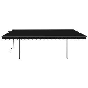 Manual Retractable Awning with LED - 5x3 m Anthracite