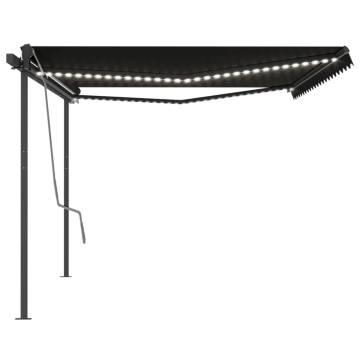 Manual Retractable Awning with LED - 5x3 m Anthracite