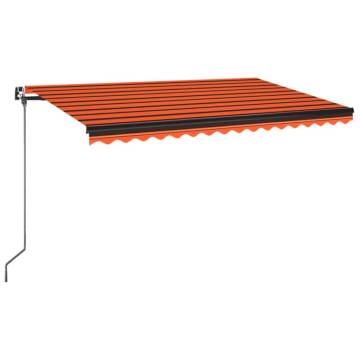 Manual Retractable Awning with LED - 400x350 cm Orange & Brown